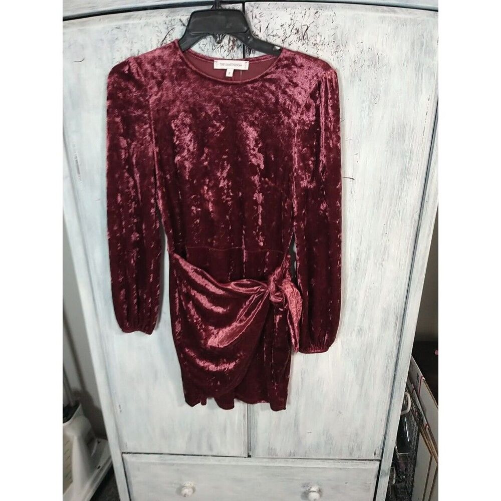 The Vanity Room Velvet Puff Sleeve Tie Front Mini Dress Size Small Boho Y2K